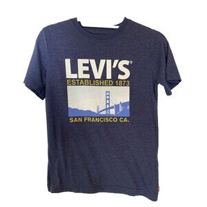 Levis T Shirt Tee Youth Size Medium 10-12 yrs Blue Short Sleeve San Francisco